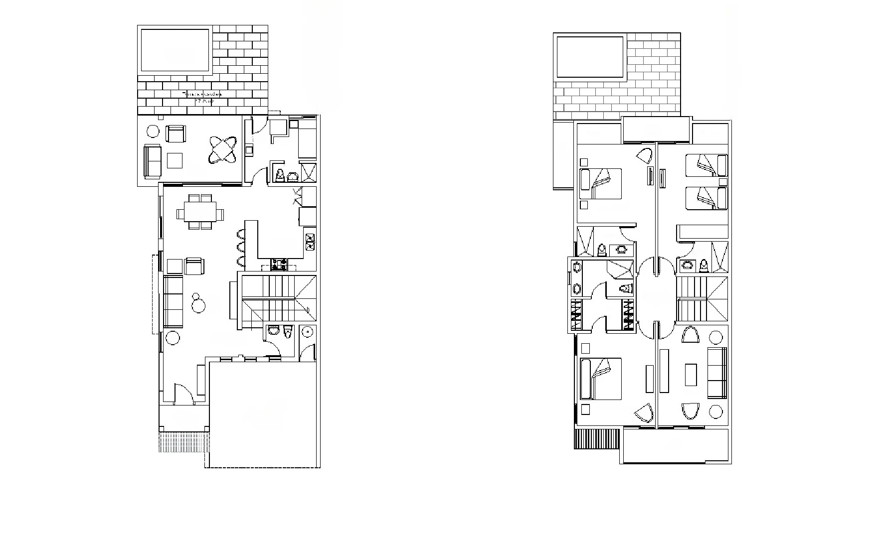 Planos del townhome — nivel 1 y nivel 2